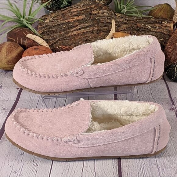 Lands' End Suede Leather Moccasin Slippers - Picture 4 of 8